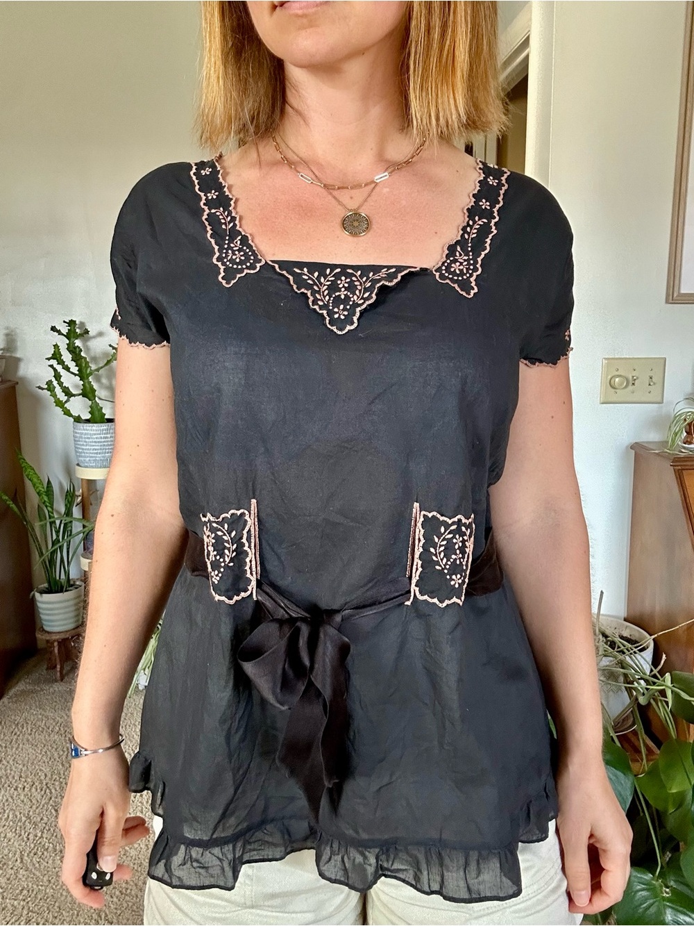 James Coviello Embroidered Blouse